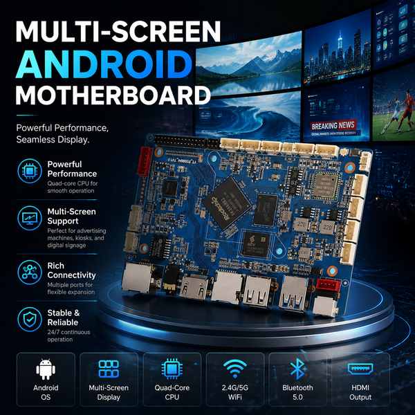 Wanlin AndroidSBC AI-Powered Multi-Screen Video Wall Controller 6 TOPS -- Video Wall Android Motherboard Manufacturing Excellence Android video wall box importer