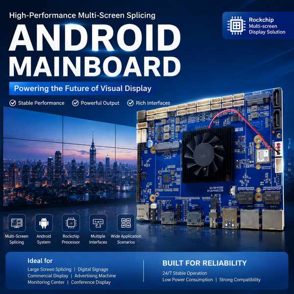 Wanlin AndroidSBC RK3568 Dual-Display Signage Video Wall Board -- Video Wall Android Motherboard Manufacturing Excellence Video wall box cloud CMS integration