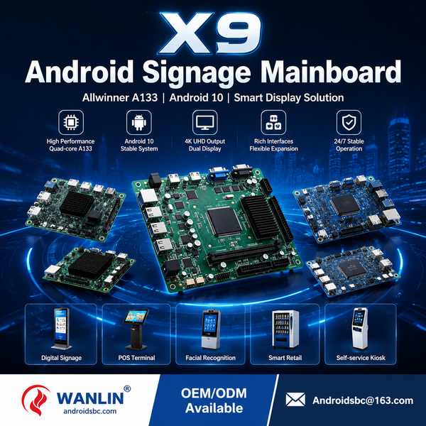 AndroidSBC ASBC-X9P X9 Allwinner A133 Advertising Machine Motherboard — Android 10 GMS Commercial Display Board Manufacturing ASBC-X9P X9 Allwinner A133 Commercial Display Motherboard for Chicago