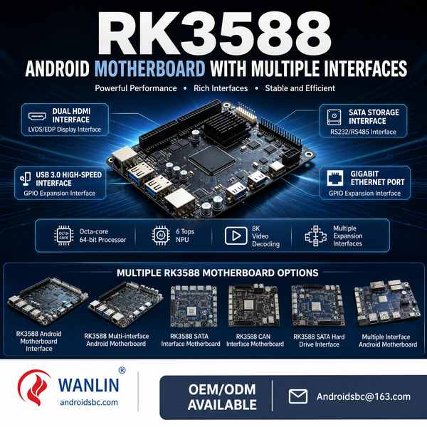 AndroidSBC ASBC-IO600 RK3588 Android Motherboard — PCIe x4, 8GB LPDDR4X, Factory Direct ASBC-IO600 RK3588 PCIe and GPIO expansion board RK3588 Android Motherboard for Chicago
