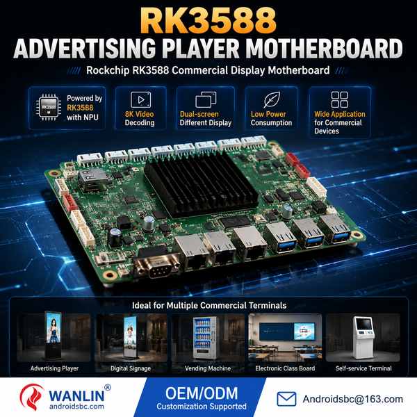 RK3588 LPDDR5 memory board for Canada Buyers: RK3588 Advertising Board Export by Androidsbc China Fa