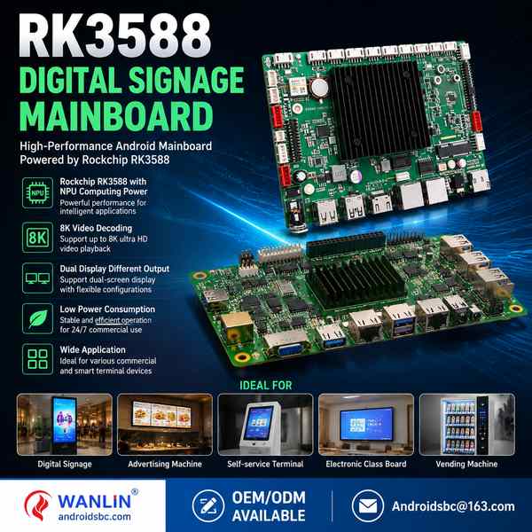 RK3588 OpenHarmony display board for Pakistan Buyers: RK3588 Advertising Board Export by Androidsbc 