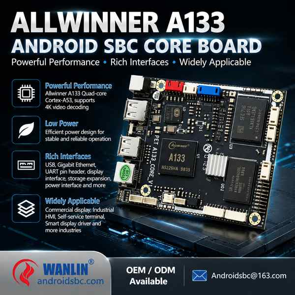 AndroidSBC WFA133-07 Allwinner A133 Board - 2GB LPDDR4 + 16GB eMMC, Factory Direct WFA133-07 Allwinner A133 industrial HMI board Allwinner A133 Board for New York